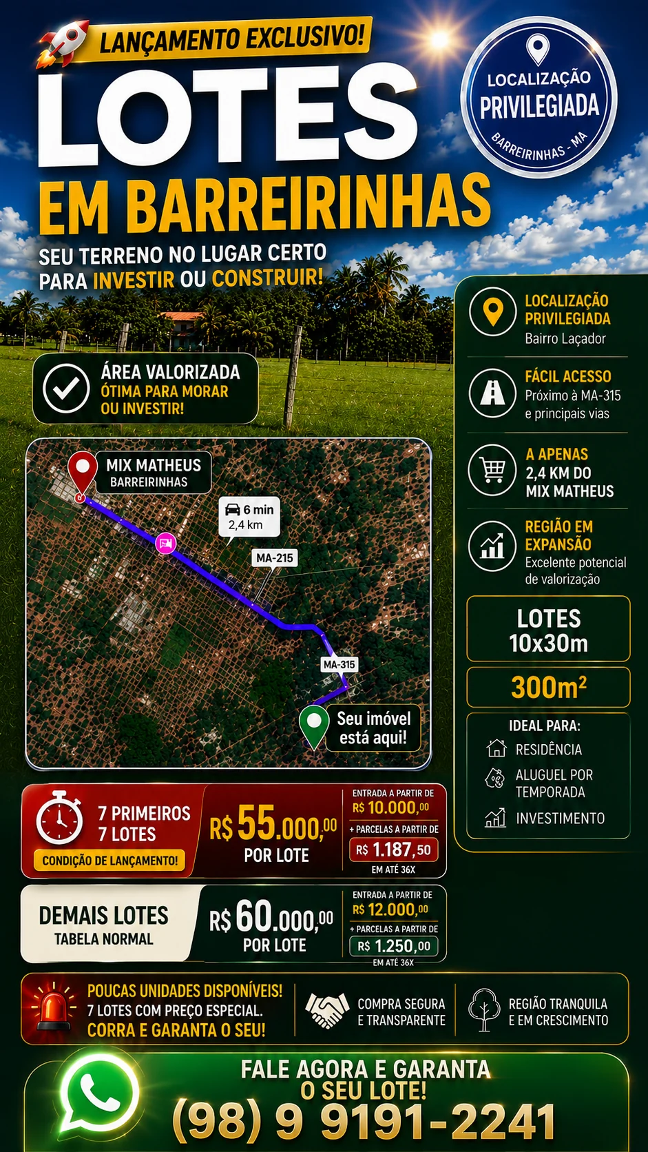 Propaganda de lotes em Barreirinhas